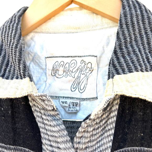 Ace & Jig Button Down Top Checkered Patchwork XS Cotton Black Yellow Shirt - Picture 4 of 5